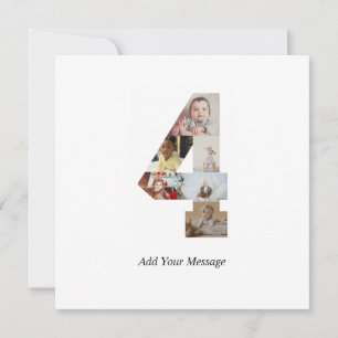 Black and White Number 4 Photo Collage Holiday Card