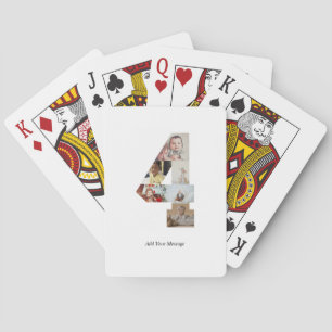 Black and White Number 4 Photo Collage Playing Cards