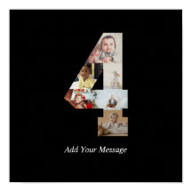 Black and White Number 4 Photo Collage