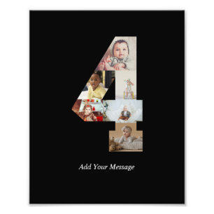 Black and White Number 4 Photo Collage Print