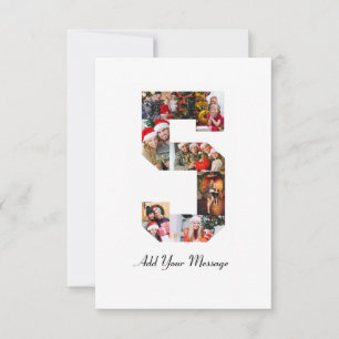 Black and White Number 5 Photo Collage Card