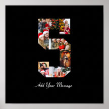 Black and White Number 5 Photo Collage