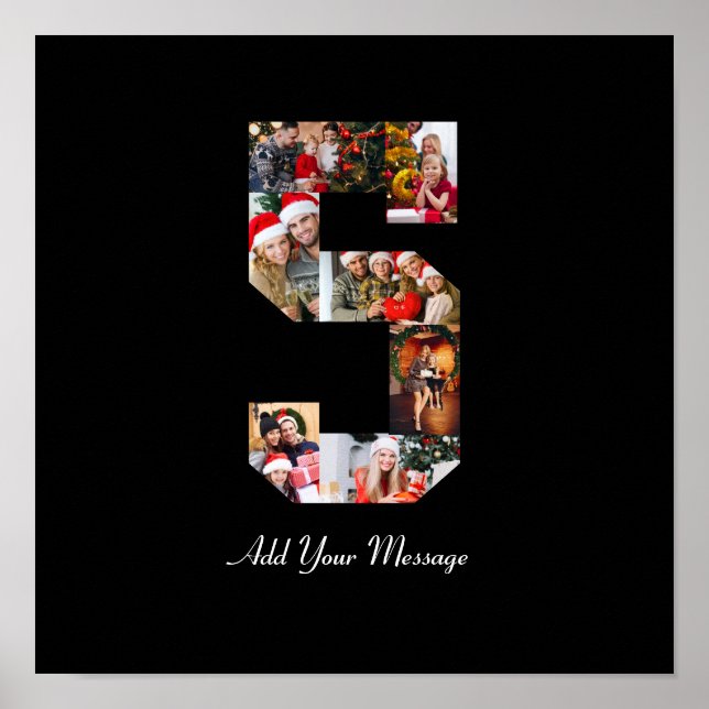 Black and White Number 5 Photo Collage Poster (Front)