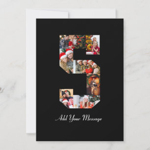 Black and White Number 5 Photo Collage Thank You Card