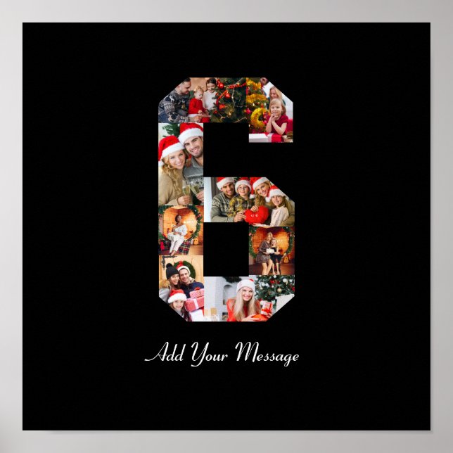 Black and White Number 6 Photo Collage Poster (Front)