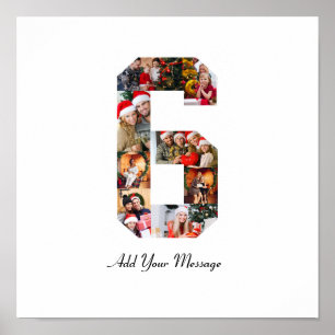 Black and White Number 6 Photo Collage Poster