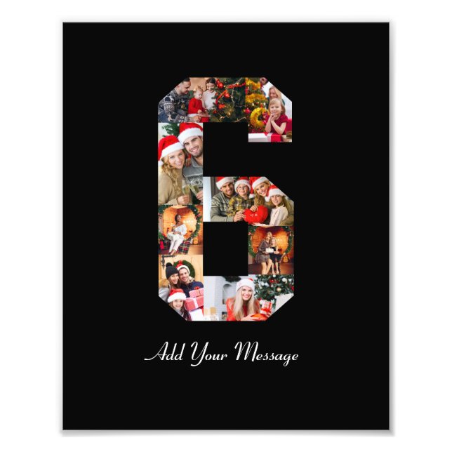 Black and White Number 6 Photo Collage Print (Front)