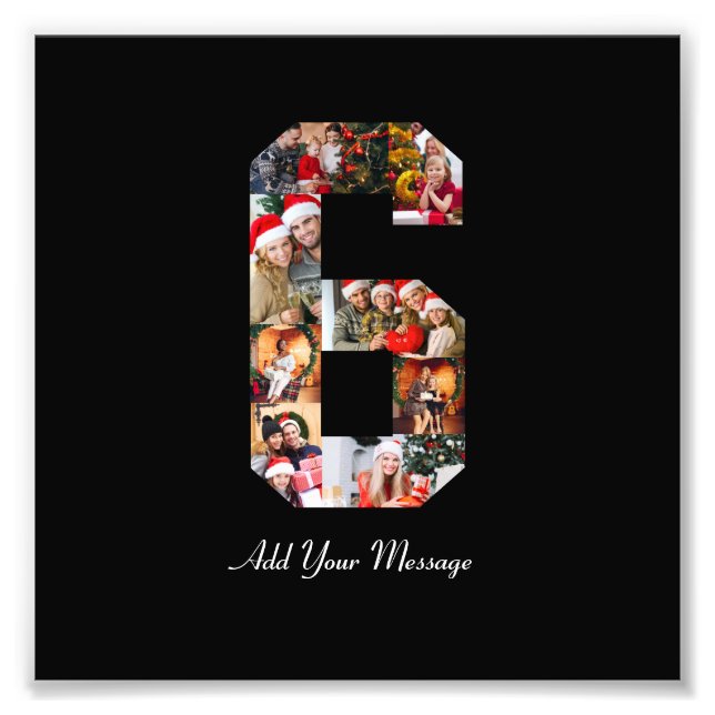 Black and White Number 6 Photo Collage Print (Front)