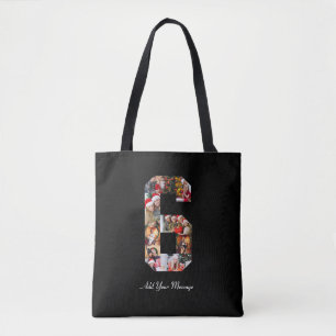 Black and White Number 6 Photo Collage Tote Bag
