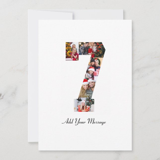 Black and White Number 7 Photo Collage Card (Front)