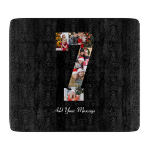 Black and White Number 7 Photo Collage Cutting Board