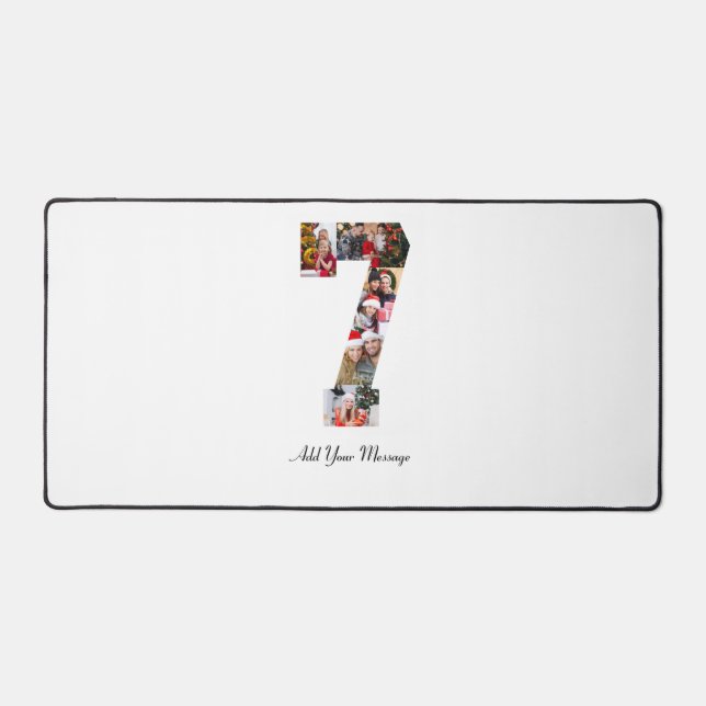 Black and White Number 7 Photo Collage Desk Mat (Front)