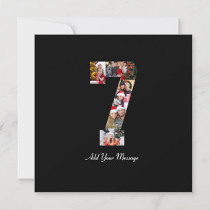 Black and White Number 7 Photo Collage Holiday Card