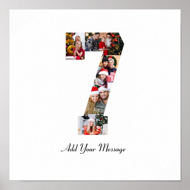 Black and White Number 7 Photo Collage Poster (Front)