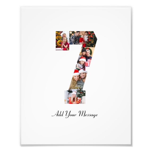 Black and White Number 7 Photo Collage Print (Front)