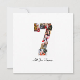 Black and White Number 7 Photo Collage Thank You Card