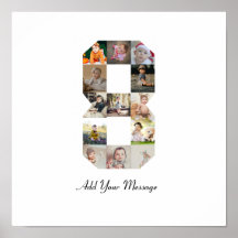 Black and White Number 8 Photo Collage