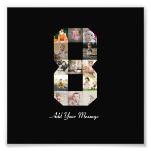 Black and White Number 8 Photo Collage Print