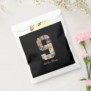 Black and White Number 9 Photo Collage Favour Bags