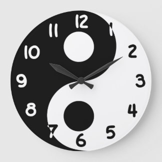 Black and White Numbers Yin Yang Large Clock