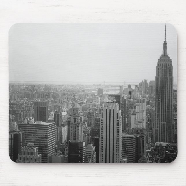 Black and White NYC Skyline Cityscape Mouse Mat (Front)