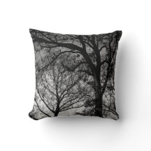 Black and White Oak Trees in Winter Throw Pillow