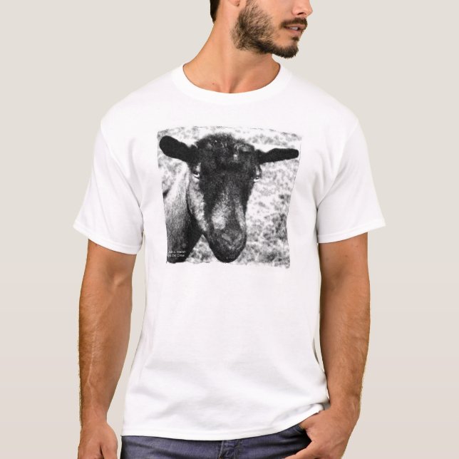 Black and white Oberhasli doe goat head view T-Shirt (Front)