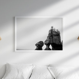 Black and White Ocean Shore Poster