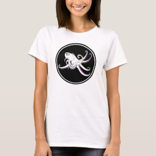 Black and White Octopus Funny Colourful Tentacles T-Shirt