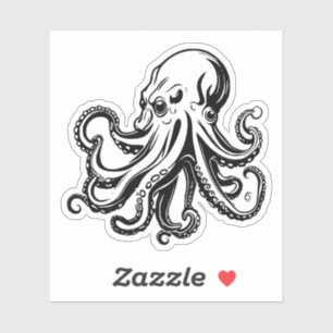 black and white octopus vinyl sticker