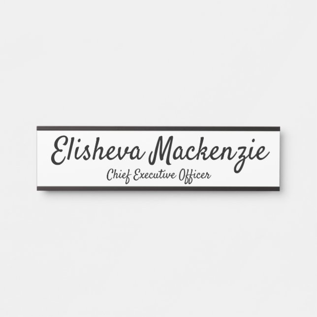 Black and White Office Door Sign Signs  Name Plate (Front)