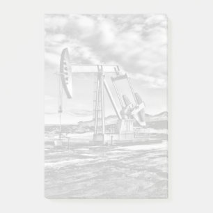 Black and White Oil Well Pumping Unit Post-Its Post-it Notes