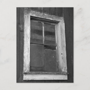 Black and White Old Barn Window Postcard