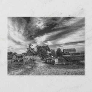 Black and White Old Farm Postcard
