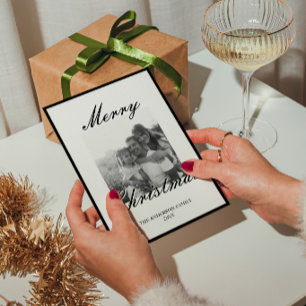 Black And White Old Money Classic Photo Christmas Holiday Card