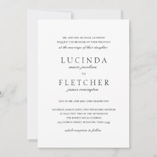Black and White Old Money Elegant Wedding Invitation
