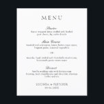 Black and White Old Money Elegant Wedding Menu<br><div class="desc">An elegant and timeless design.</div>