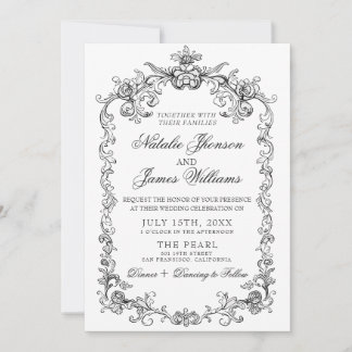 Black And White Old Money Photo QR Code Wedding Invitation