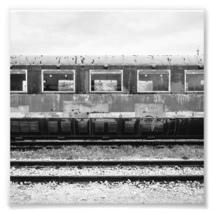 Black and White Old Train Photo Print