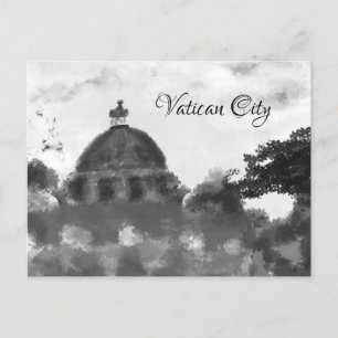 Black and White Old Vatican City Painting Postcard