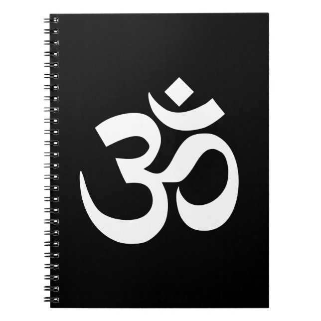 Black and White Om Symbol Notebook (Front)
