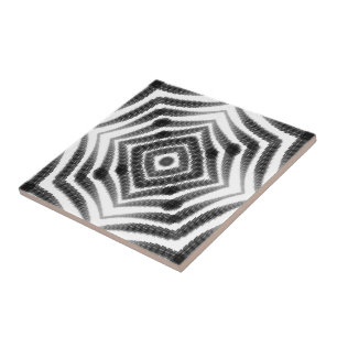 Black And White Ombré Hypnotic Snake Skin Abstract Tile