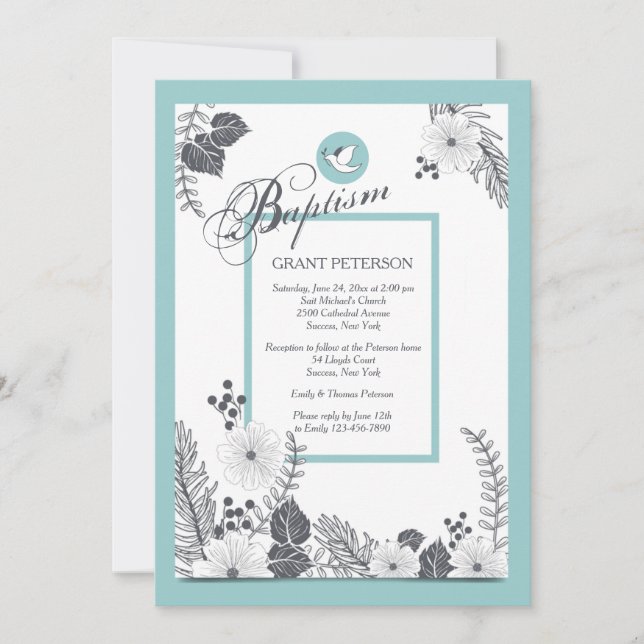 Black and White on Blue Invitation (Front)