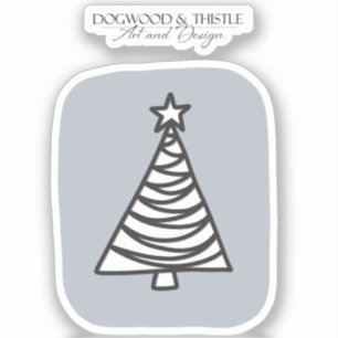 Black and White on Gray Doodle Christmas Tree