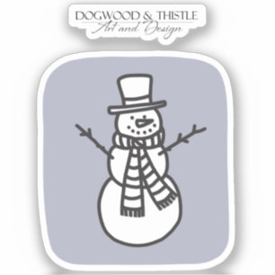 Black and White on Grey Doodle Winter Snowman