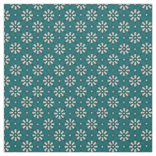 Black and White on Teal Abstract Tribal Design Fabric