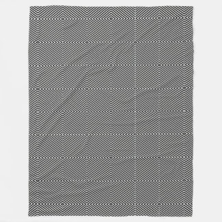 Black and White Op Art Diamond Stripe Geometric Fleece Blanket