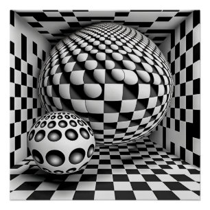 Black And White Op-Art Poster