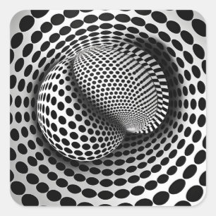 Black And White Op-Art Square Sticker