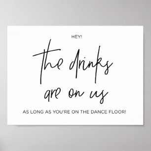 Black and White Open Bar Modern Wedding Sign